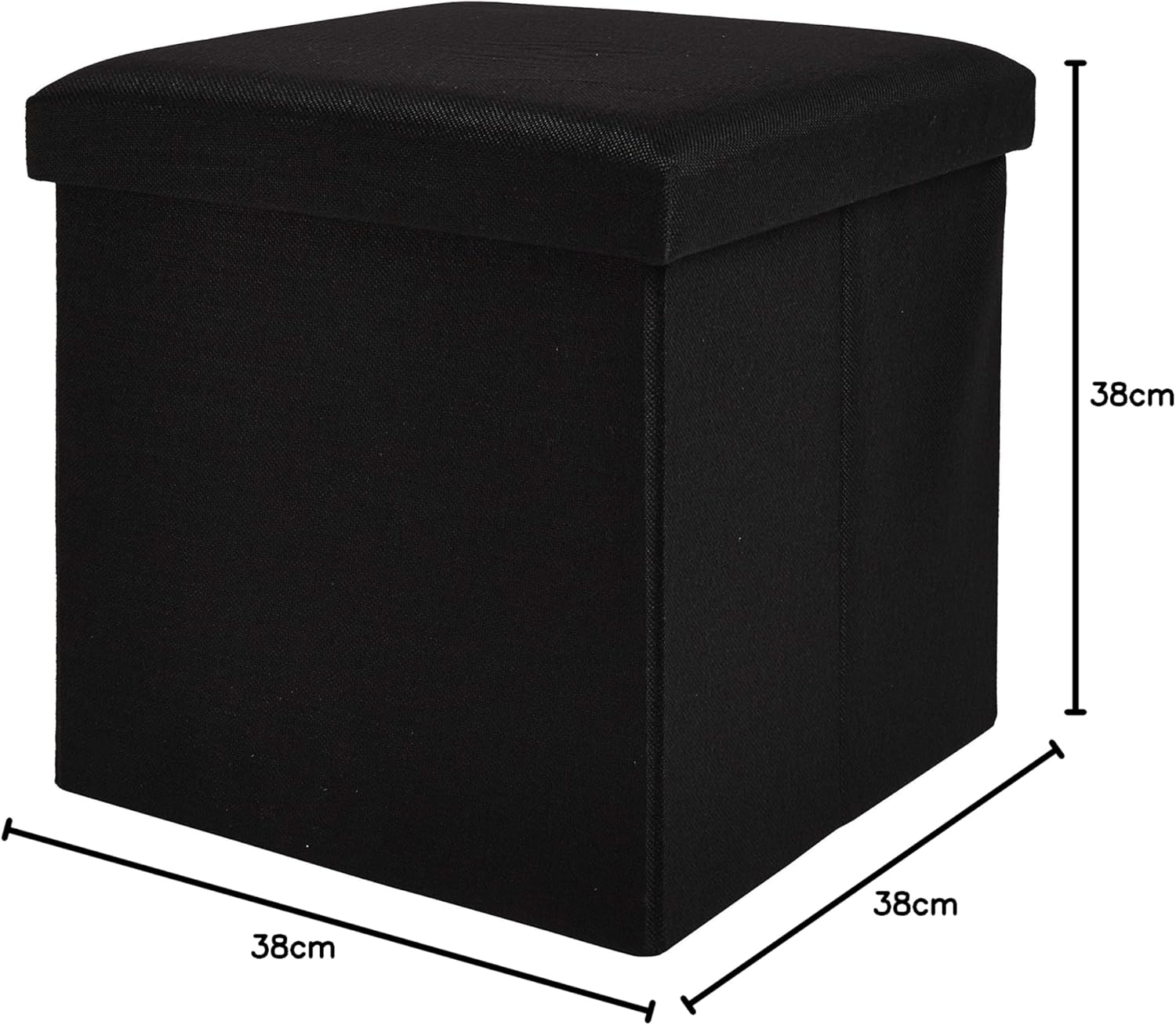 Zuvo Storage Ottoman Foldable Fabric Stool Chair Box 38x38x38cm Black