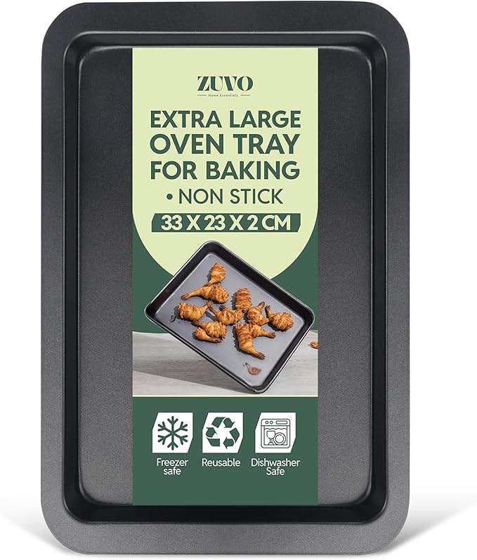 Zuvo 32cm Non Stick Carbon Steel Baking Tray for Oven Cooking Roasting