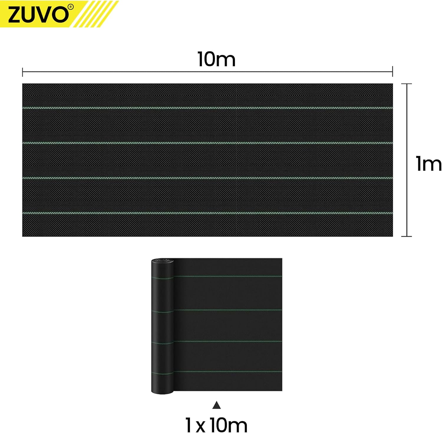 Zuvo Weed Control Membrane - 1M x 10M - Durable Garden Membrane to End Weed Growth - 100gsm - UV stabilised Weed Membrane Landscape Fabric for Gardens, Flower Beds, Any Outdoor Area