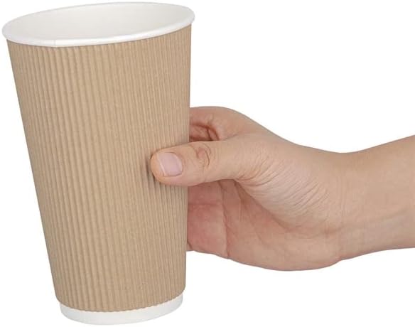 Zuvo Ripple Coffee Cups 8oz 30-Pack with Lids, Brown