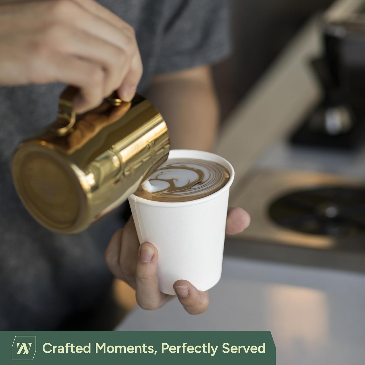 Zuvo - 100 x 12oz White Paper Cups | Strong Disposable Cups for Hot and Cold Drinks