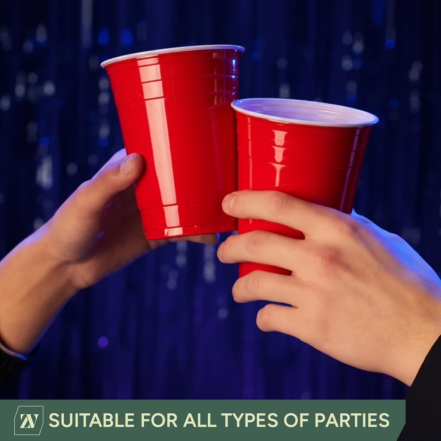 Zuvo Red Party Cups 16oz 50 Pack Durable Disposable Recyclable Drinkware