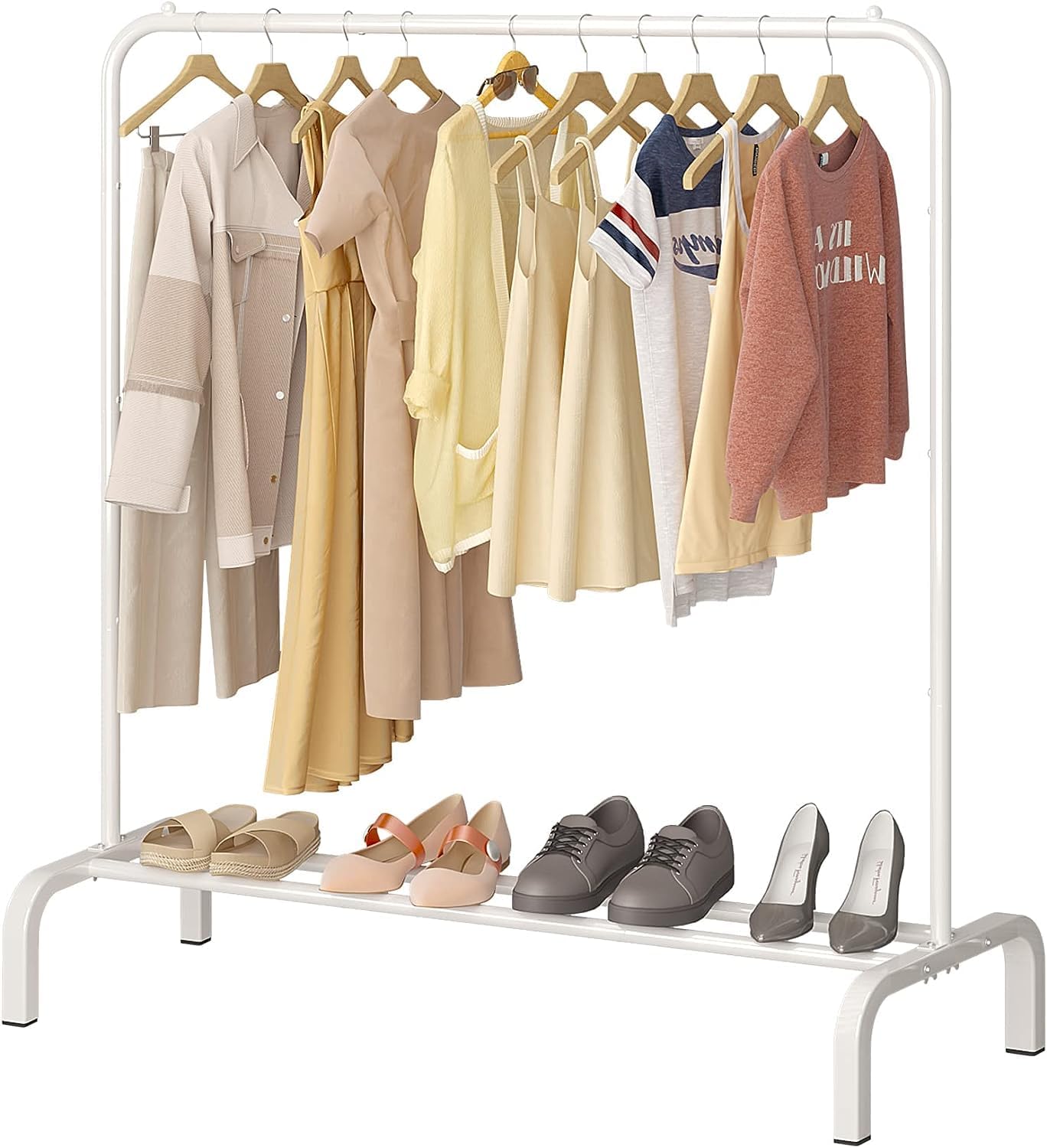Zuvo Clothes Rail White 146x110x40cm Heavy Duty Rack with Bottom Shelf