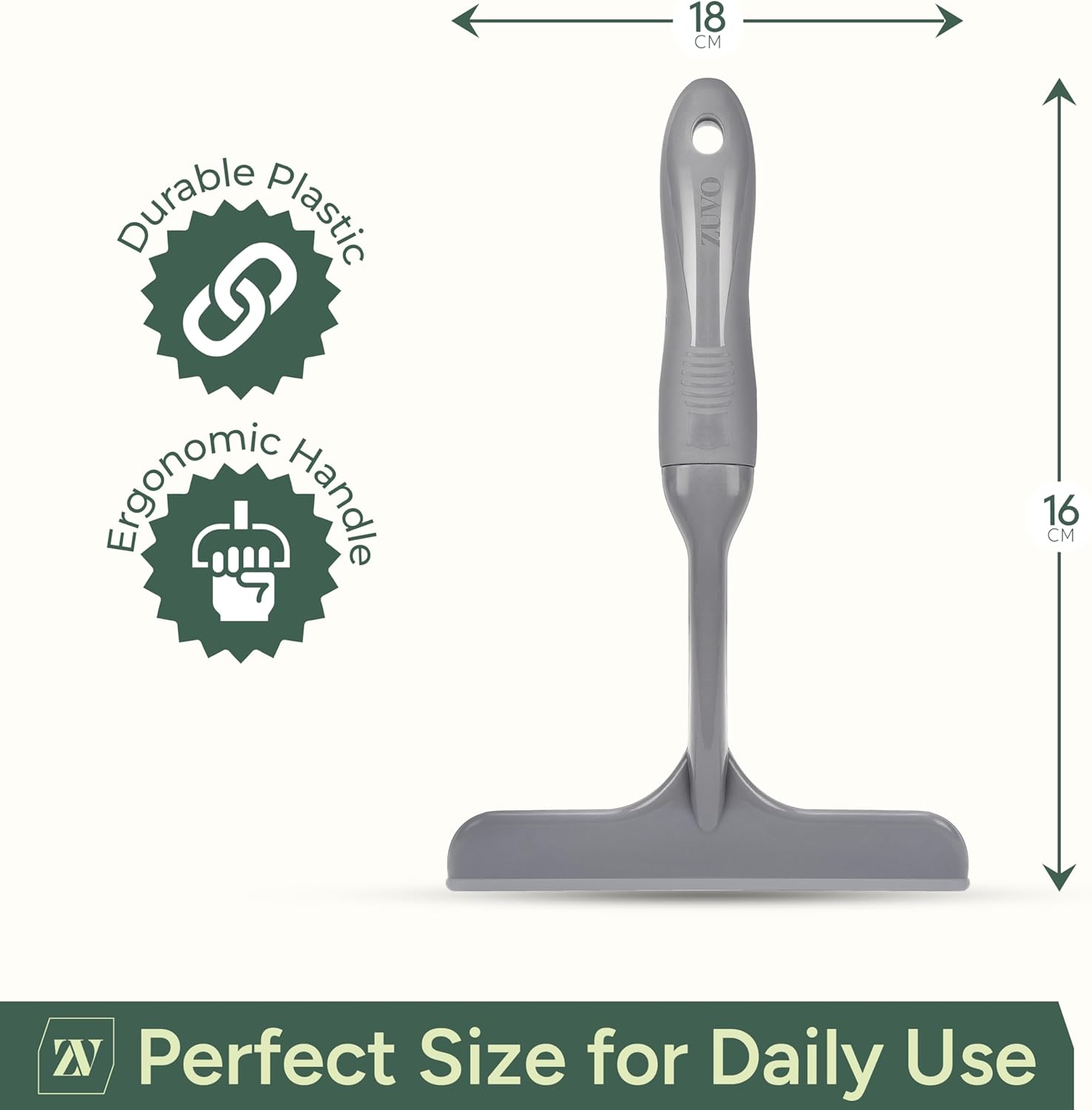 Zuvo Shower Squeegee Glass Wiper with Non Slip Handle for Bathroom Car