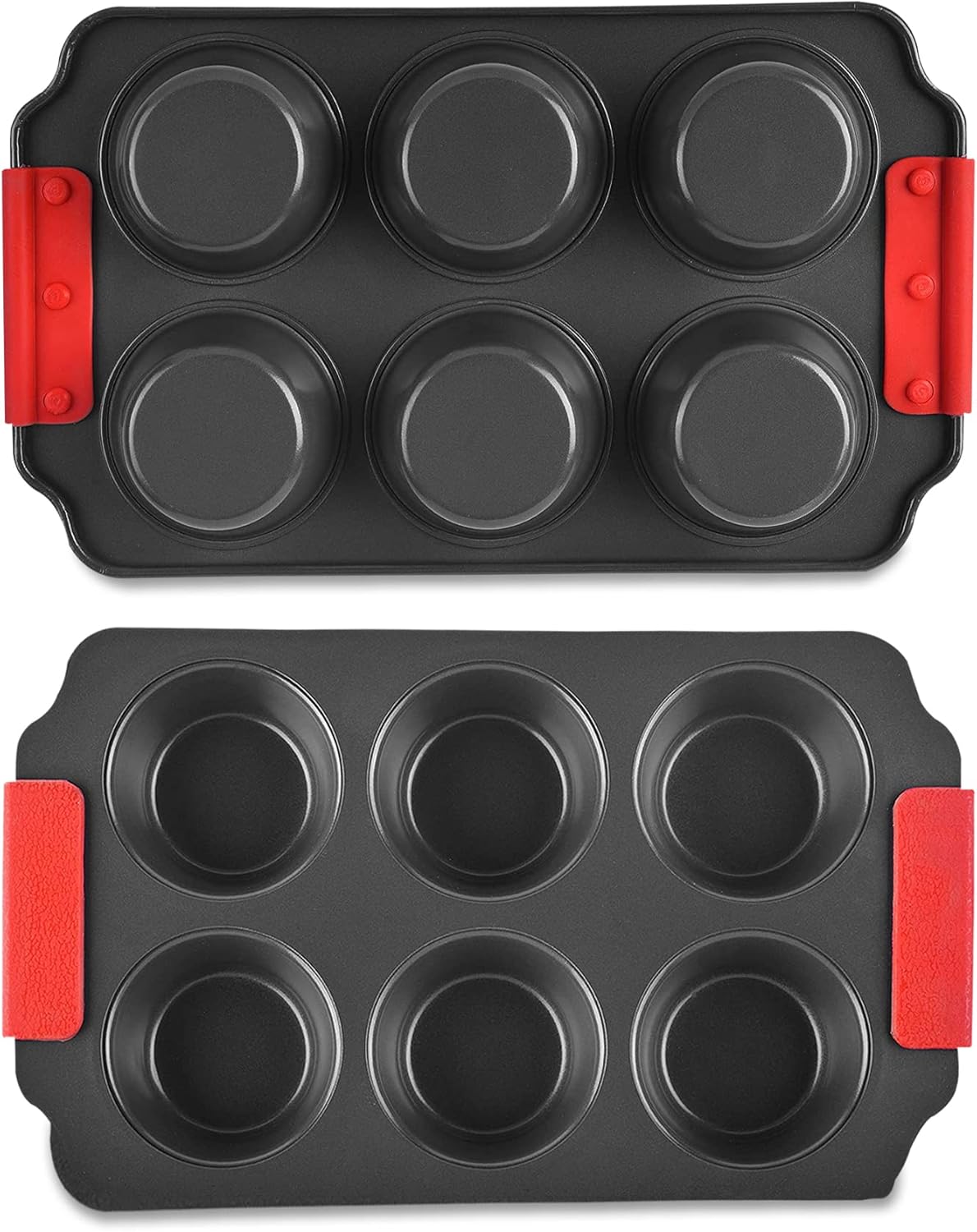 Zuvo Non-Stick 6 Cup Muffin Tray Silicone Handles Dishwasher Safe Bakeware