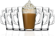 Zuvo Latte Glasses Set of 12 240ml Heat Resistant Glass Cups for Coffee Latte and Hot Chocolate