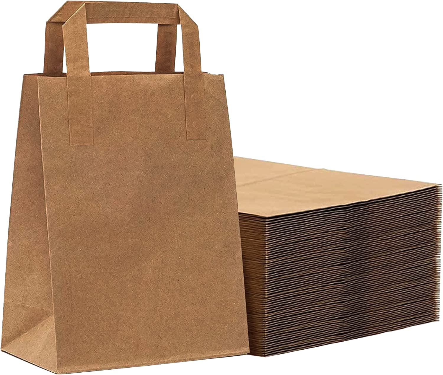 [25 Pack] Brown Kraft Paper Bags with Handles, Small Gift Bags, kraft Paper Party Bags, Shopping Bags, Bown Craft Bags, Zuvo (18 x 21 x 09 cm)