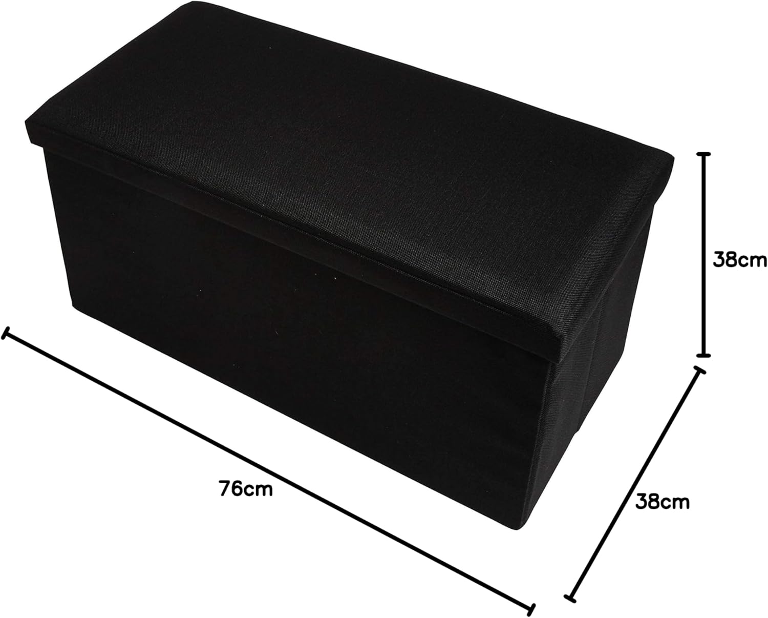 Zuvo Ottoman Storage Box Foldable Fabric Stool Chair 76x38x38cm Black