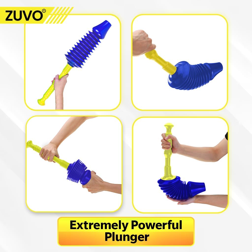Zuvo Powerful Push Toilet Unblocker with Free Bucket – Blue & Yellow