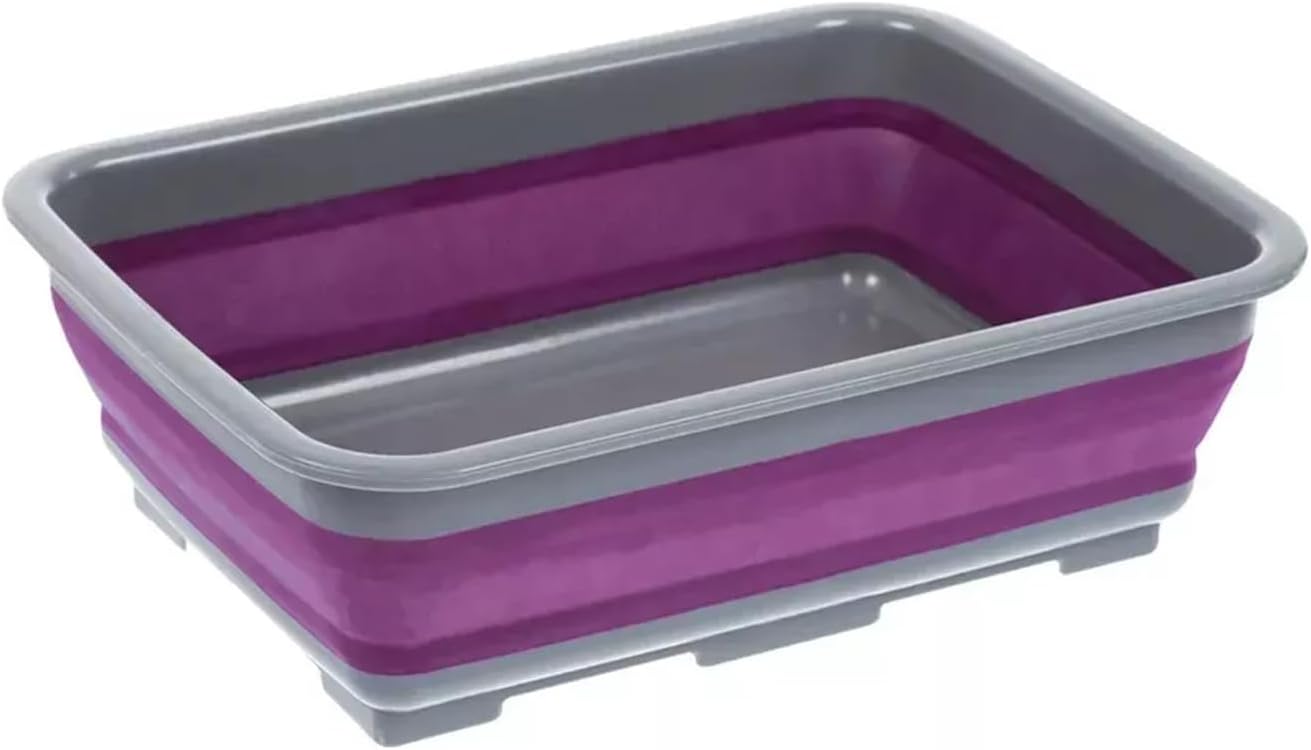 Zuvo Collapsible Washing Up Bowl 10L Foldable Sink Basin Purple Grey