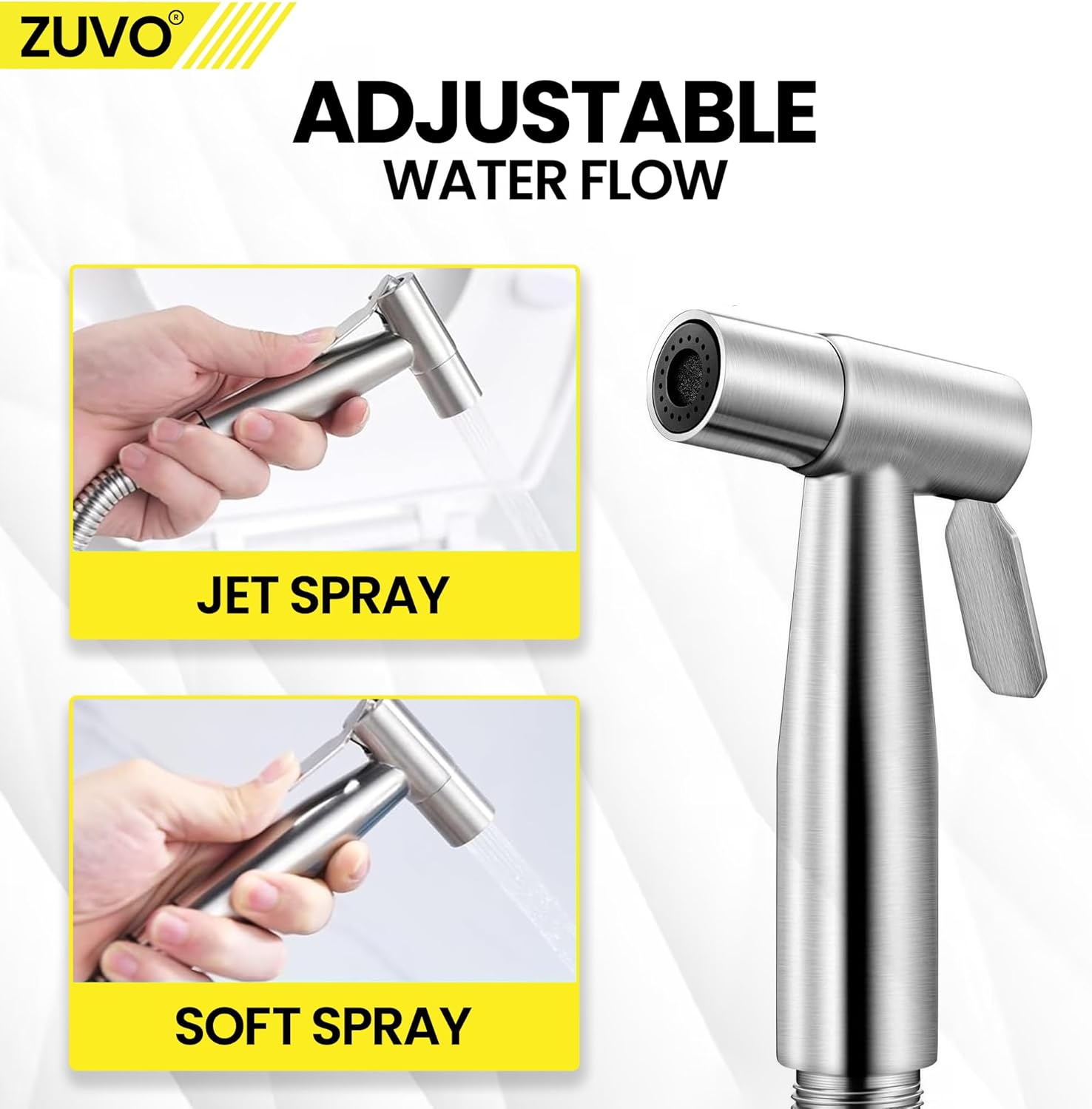 Zuvo 304 Stainless Steel Handheld Bidet Sprayer 1.5M Hose