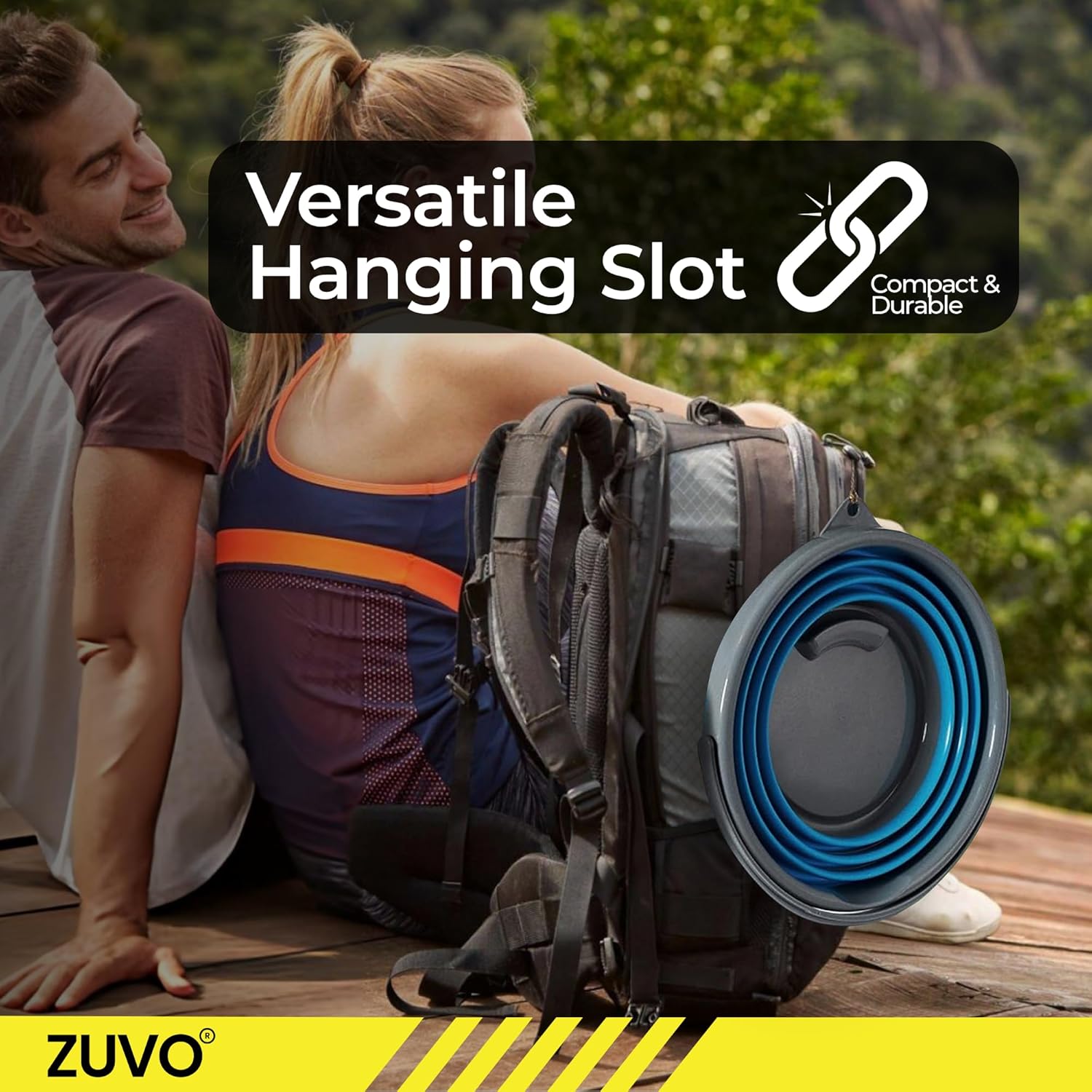 Zuvo Collapsible Bucket 10L Silicone Folding Mop Bucket Blue Grey