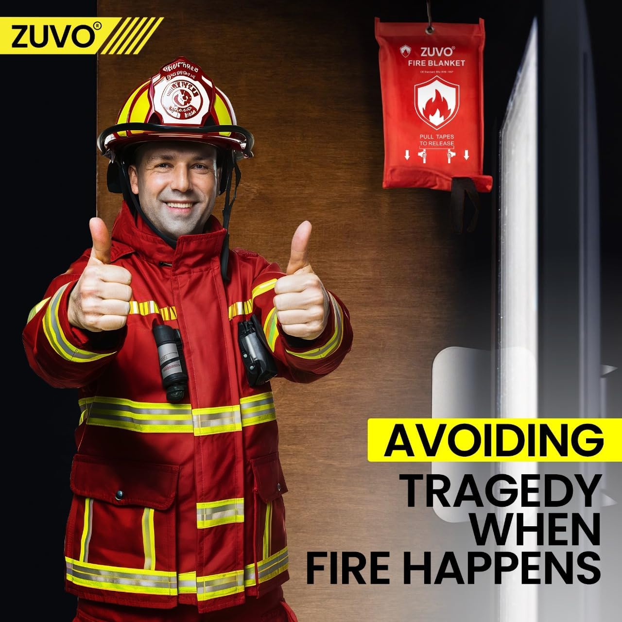 Zuvo Fire Blanket Certified Compact Emergency Safety for Home Kitchen