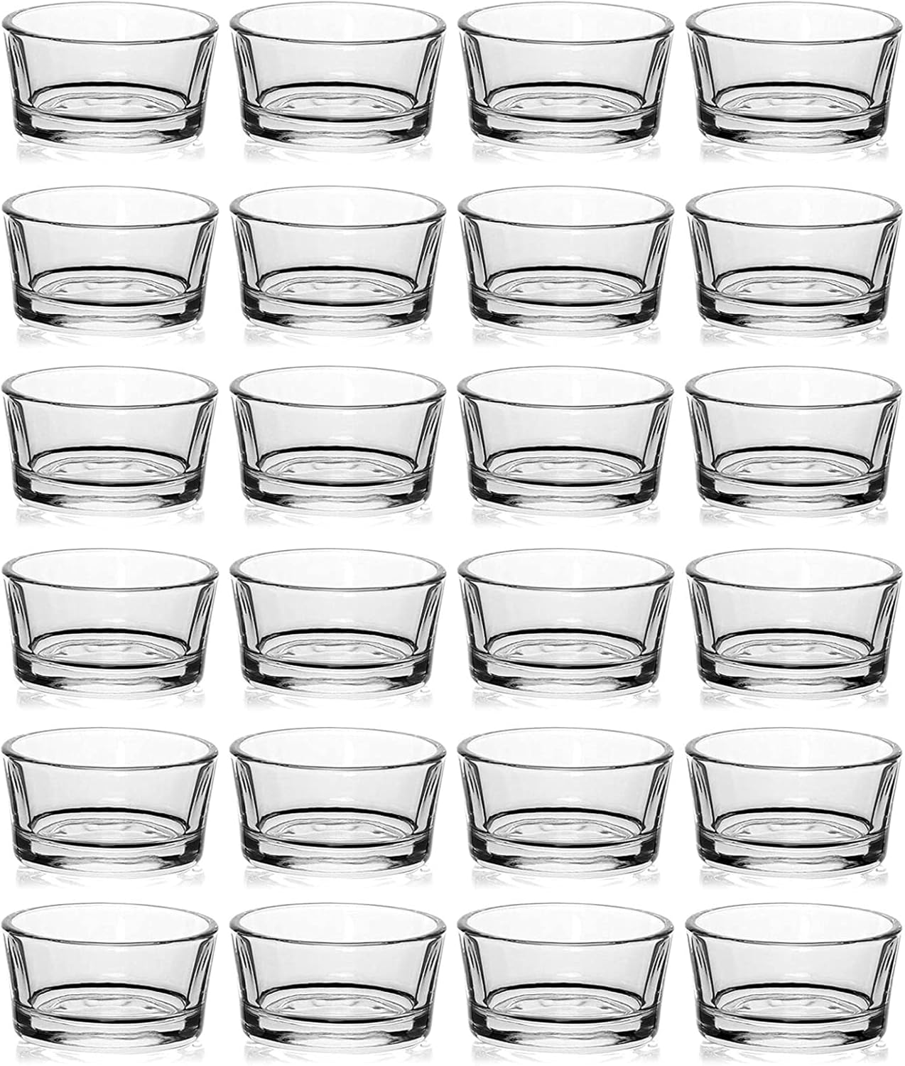 Clear Glass Tealight Candle Holders Set of 24, 4.5x2.5cm Luxurious Design