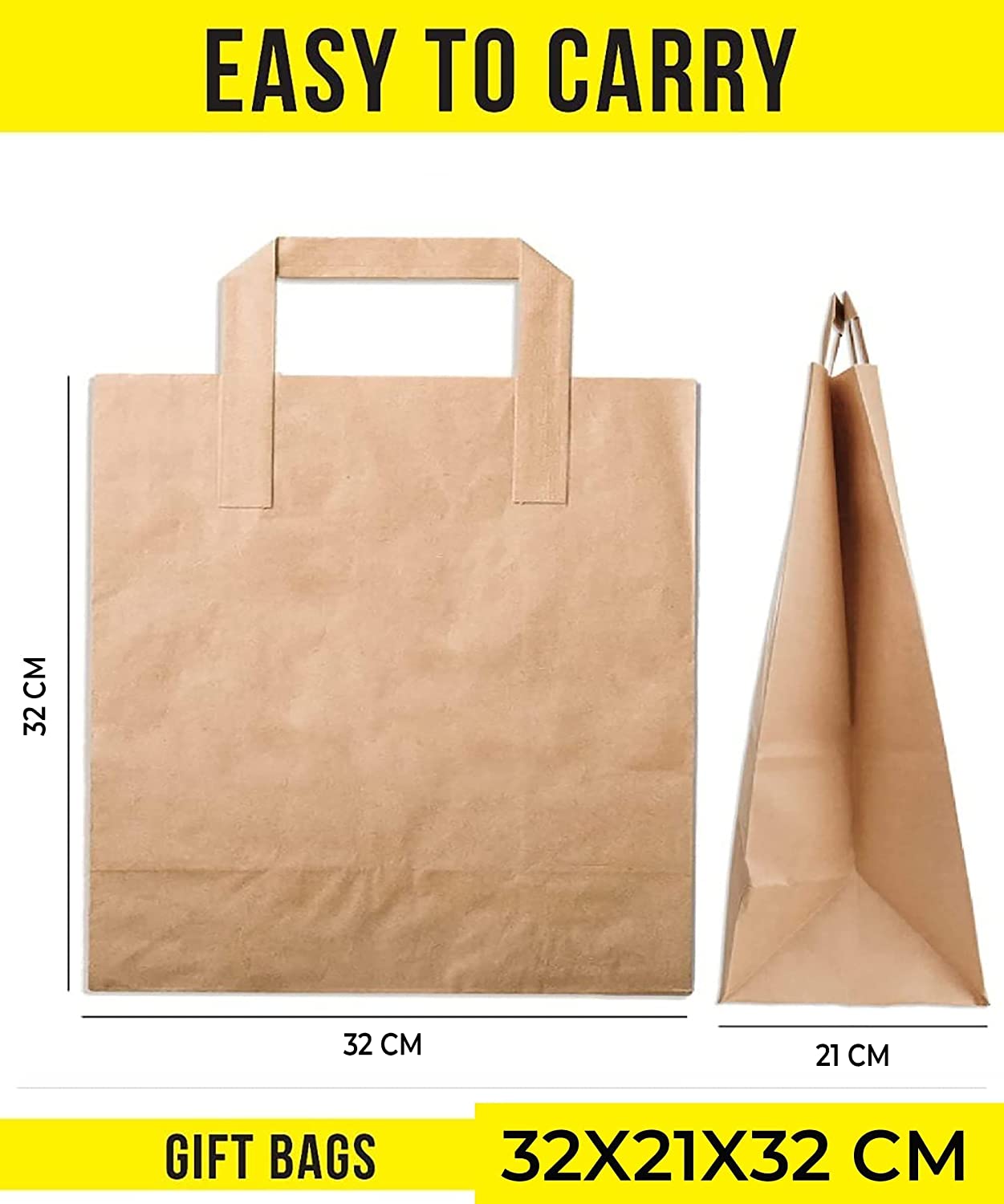 [25 Pack] Brown Kraft Paper Bags with Handles, Small Gift Bags, kraft Paper Party Bags, Shopping Bags, Bown Craft Bags, Zuvo (18 x 21 x 09 cm)