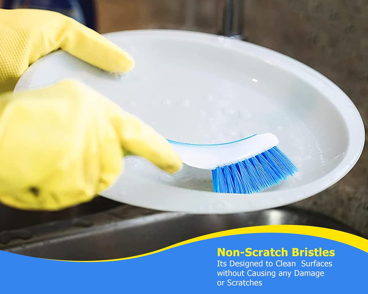 Zuvo Long Handled Scrubbing Brush Pack of 3 – Durable Bristles with Suction