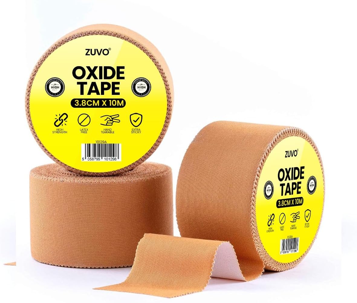 Zuvo Heavy Duty Zinc Oxide Sports Tape Durable Athletic Support 3 Rolls