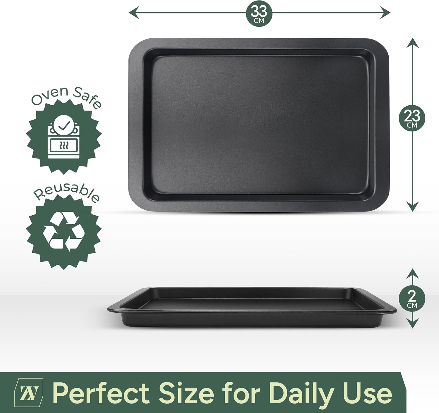 Zuvo 32cm Non Stick Carbon Steel Baking Tray for Oven Cooking Roasting
