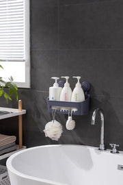 Zuvo No-Drill Shower Caddy Suction Cup Bathroom Shelf, Grey