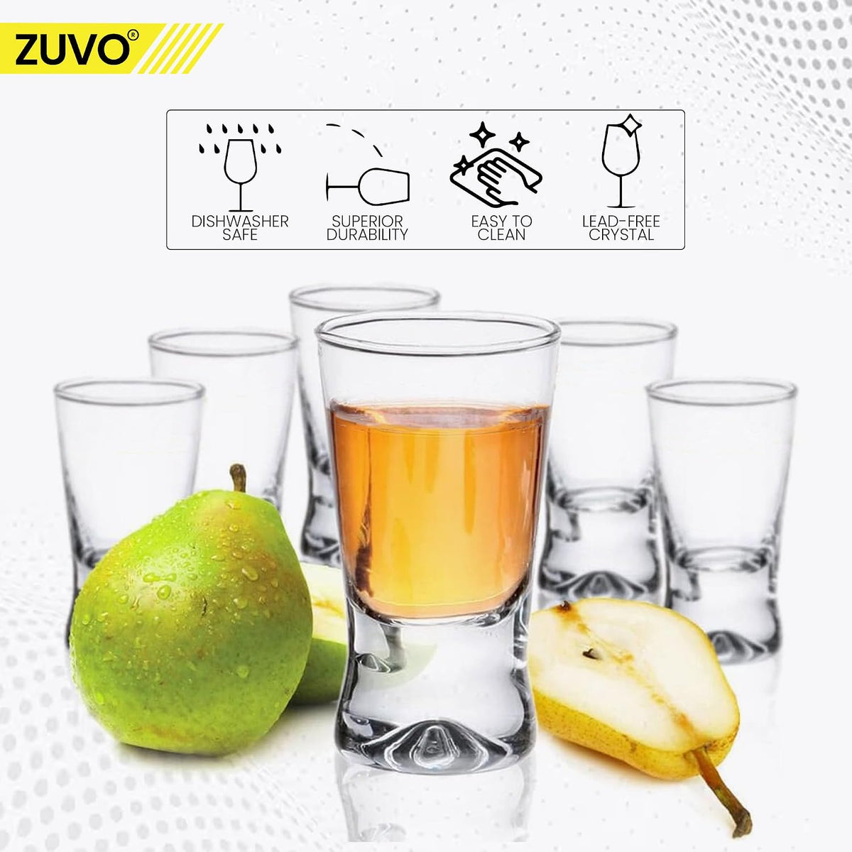 Zuvo 25ml Shot Glasses Set of 6, Clear Reusable Glass Shot Cups