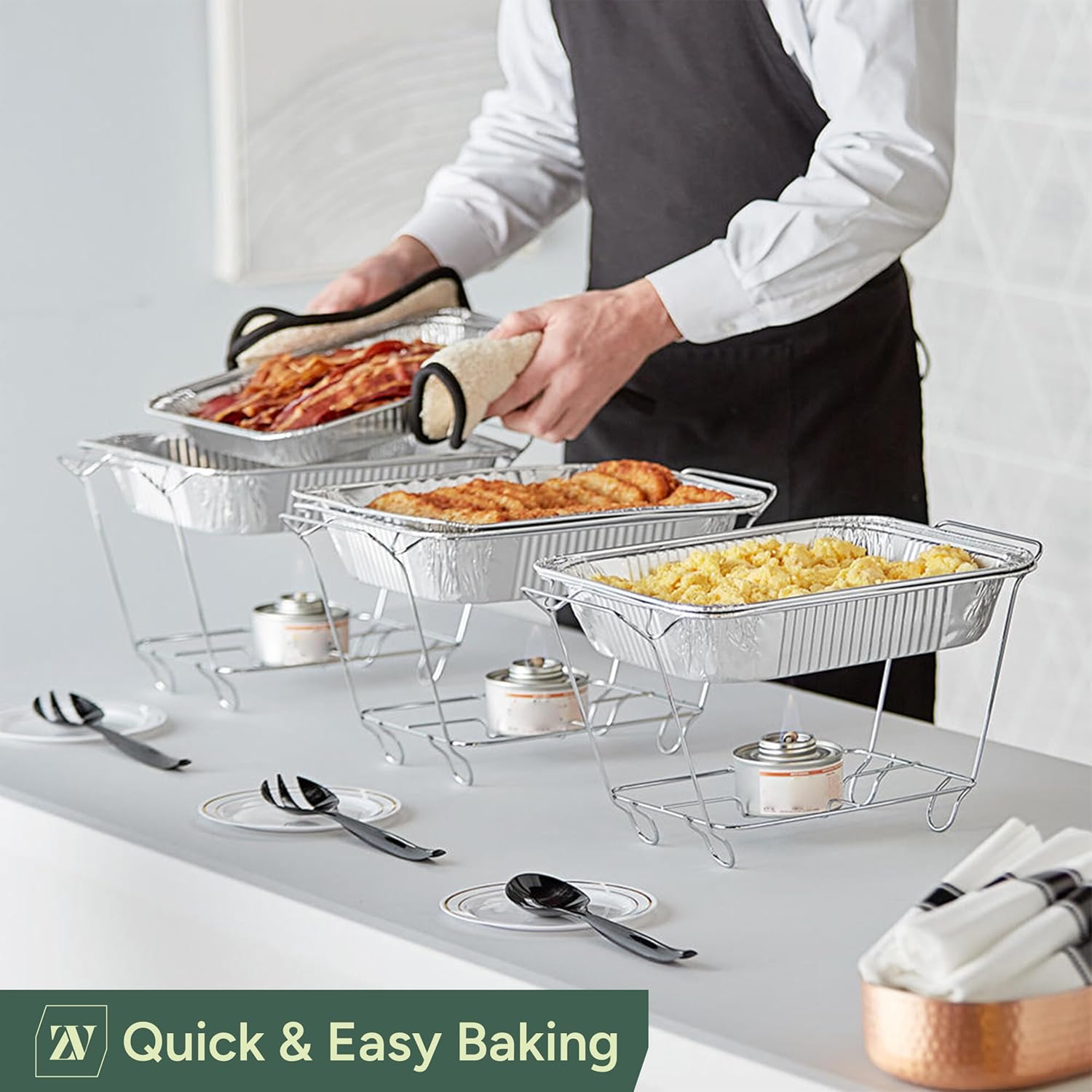 Zuvo | 10 x Large Foil Aluminium Trays 32x26x7cm | Heavy-Duty Oven & BBQ Pans