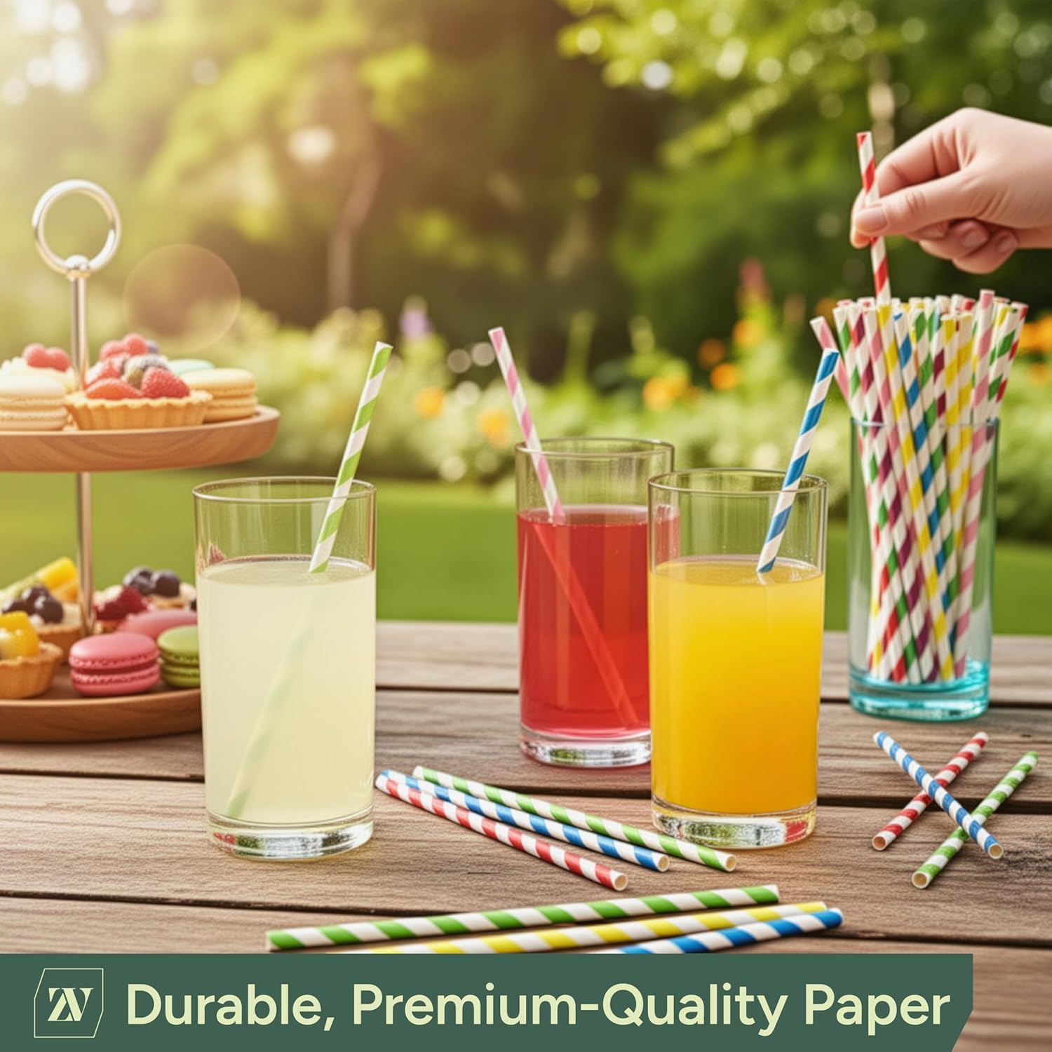 ZUVO 250 x Paper Drinking Straws 20cm | Biodegradable Eco-Friendly Party Pack
