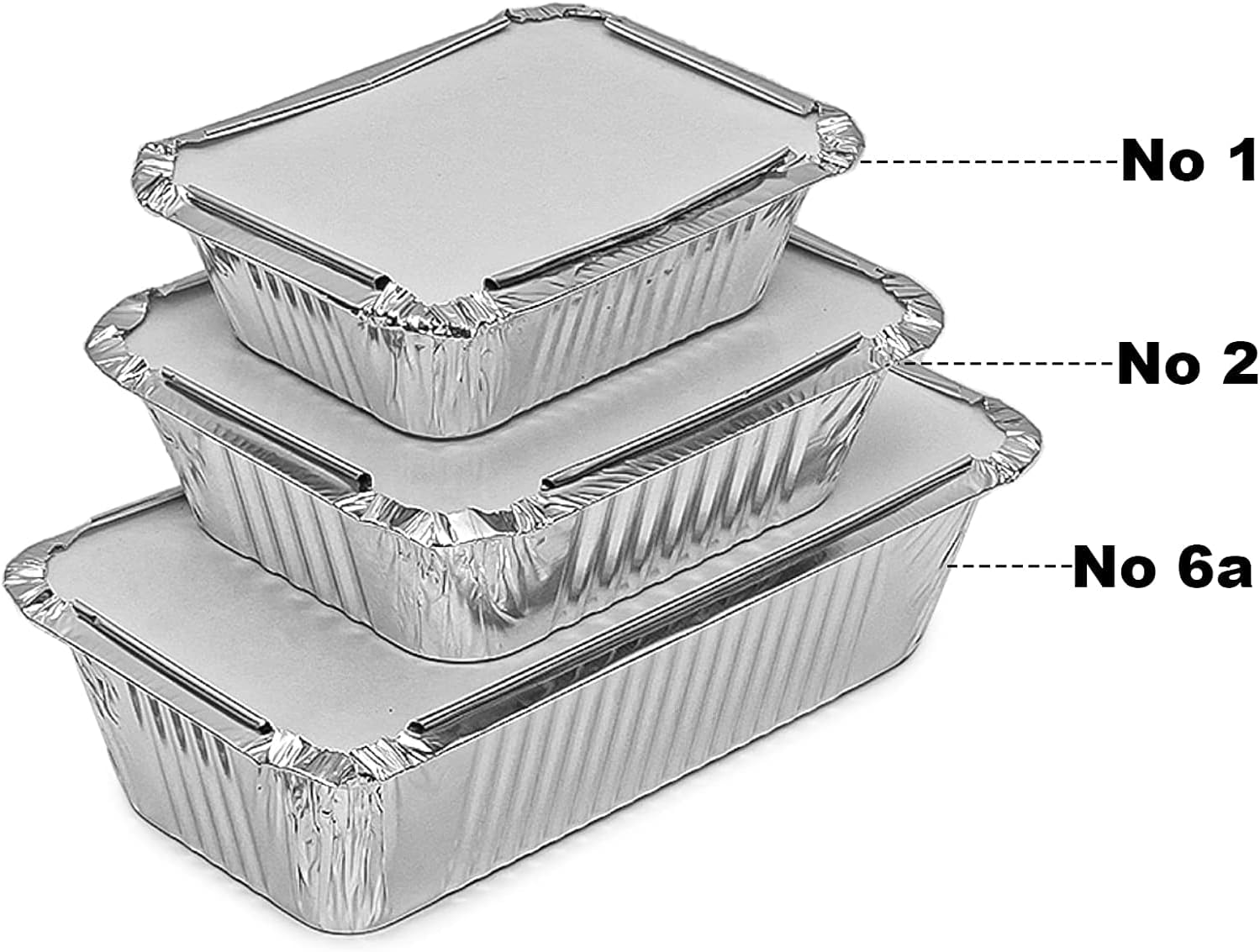 Zuvo 50 Pack Aluminium Foil Food Containers with Lids 12x8x4cm