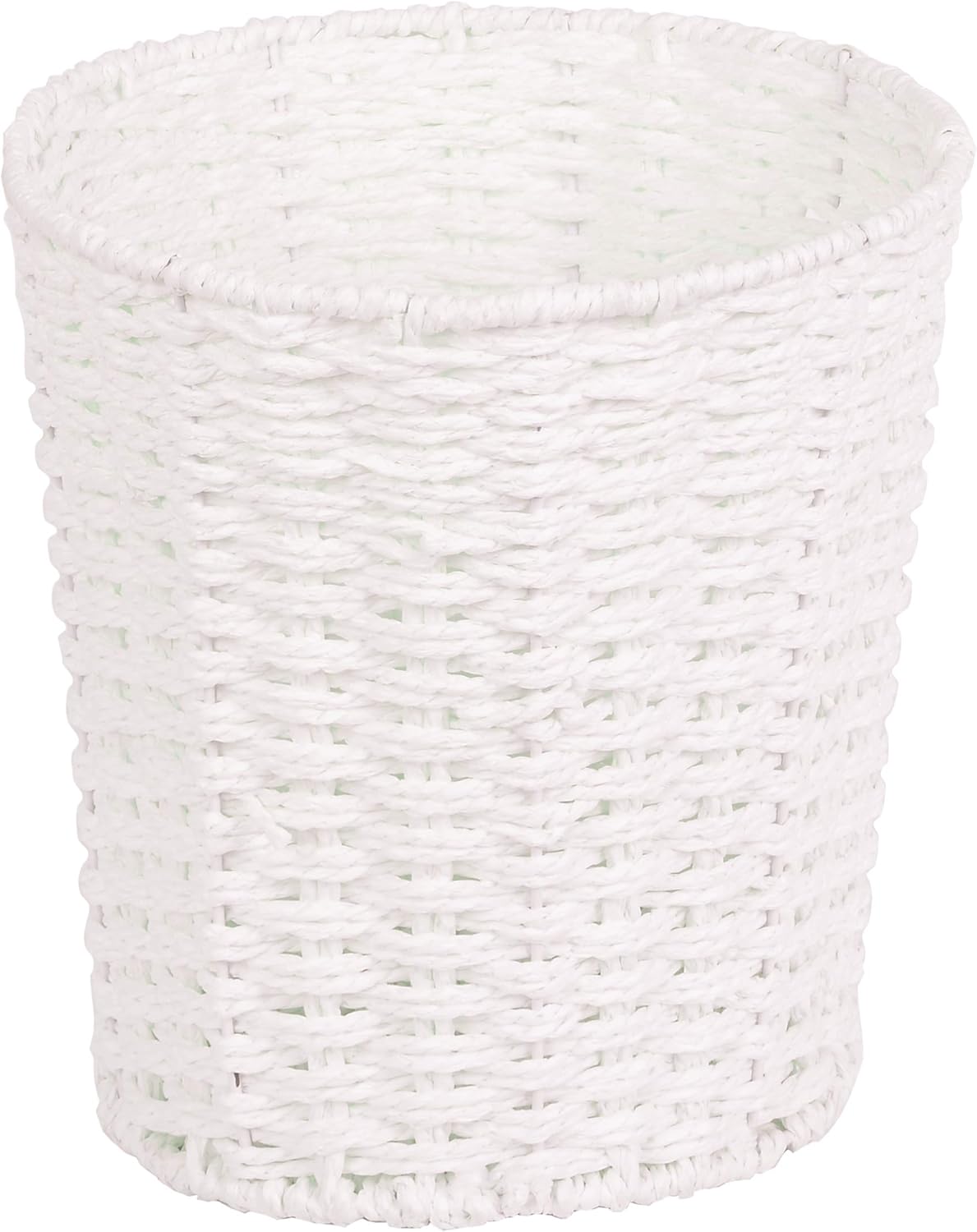 Zuvo Round Wicker Waste Paper Bin White Rubbish Basket