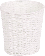 Zuvo Round Wicker Waste Paper Bin White Rubbish Basket