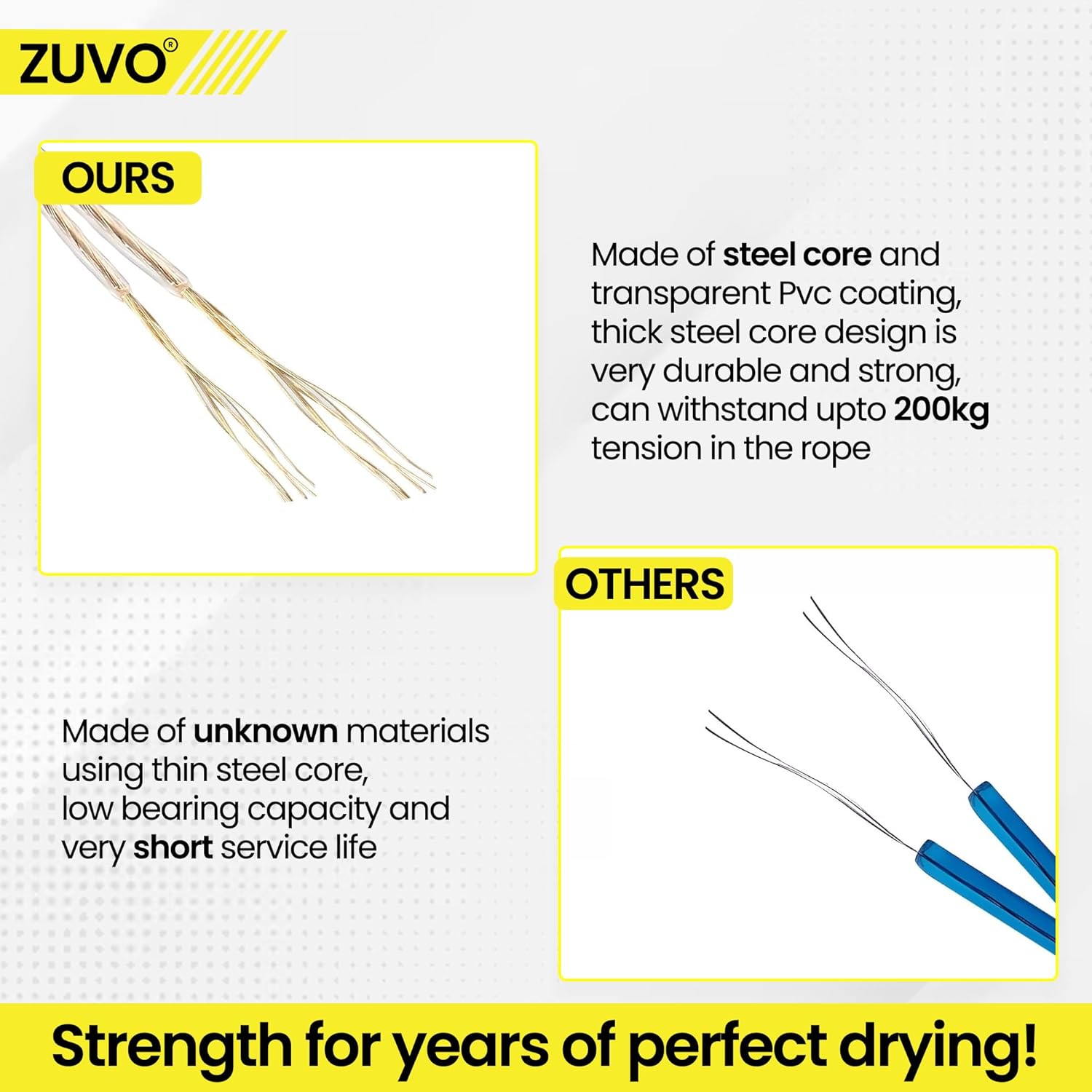 50M Outdoor Retractable Washing Line - Durable Polyester Washing Line Rope for Laundry - Garden Clothes Lines for Outside with Nylon Rope - Premium Quality by Zuvo