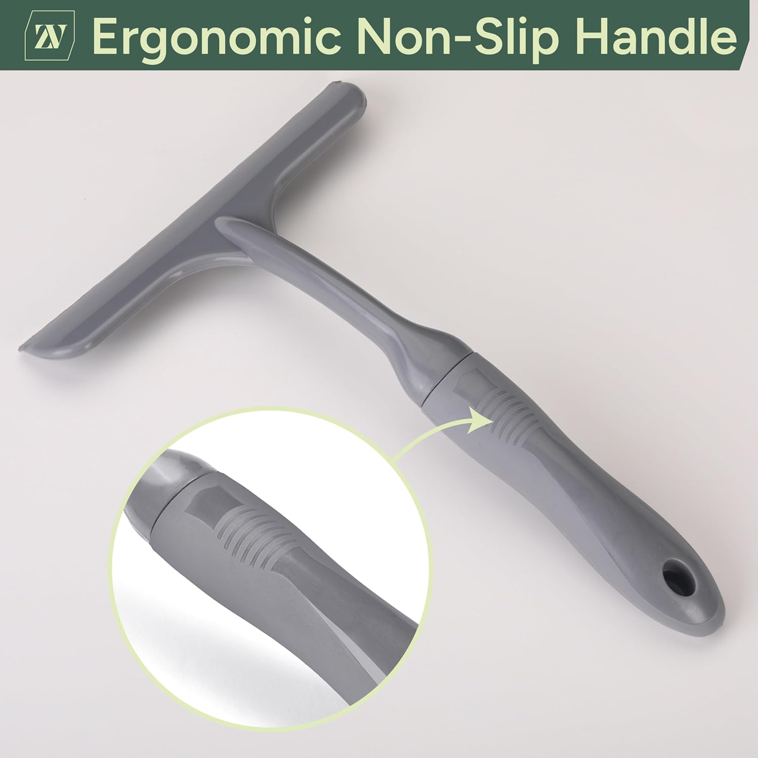 Zuvo Shower Squeegee Glass Wiper with Non Slip Handle for Bathroom Car