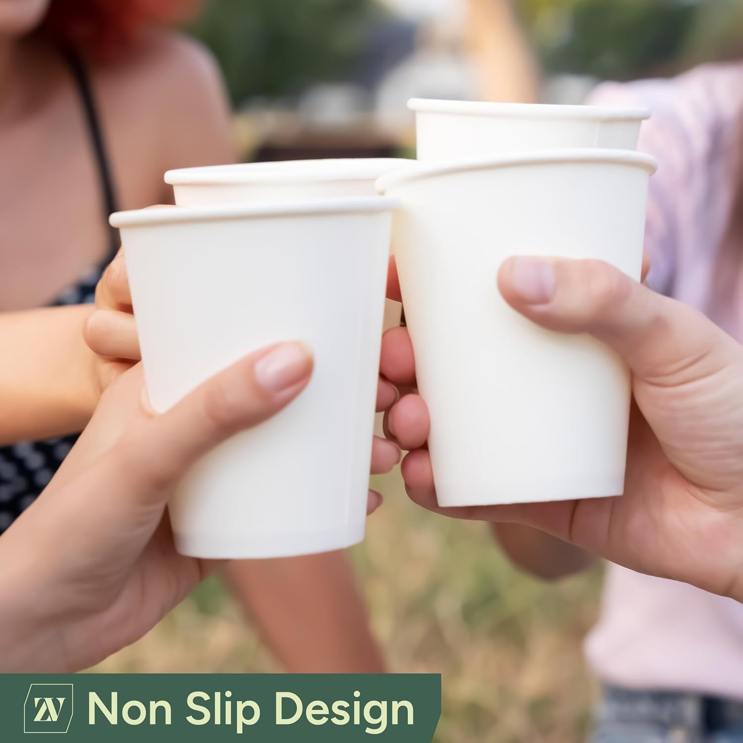 Zuvo - 100 x 12oz White Paper Cups | Strong Disposable Cups for Hot and Cold Drinks