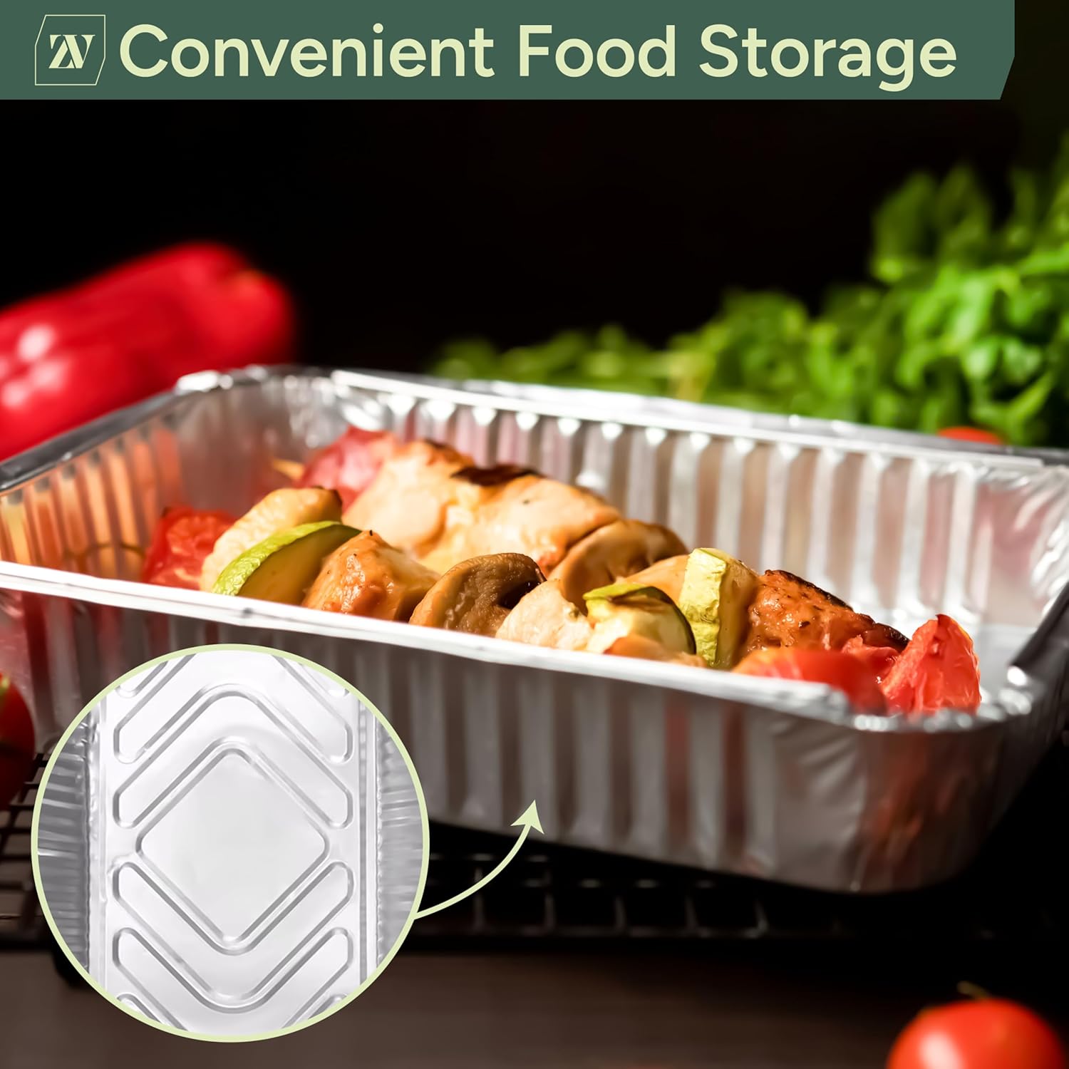 Zuvo | 10 x Large Foil Aluminium Trays 32x26x7cm | Heavy-Duty Oven & BBQ Pans