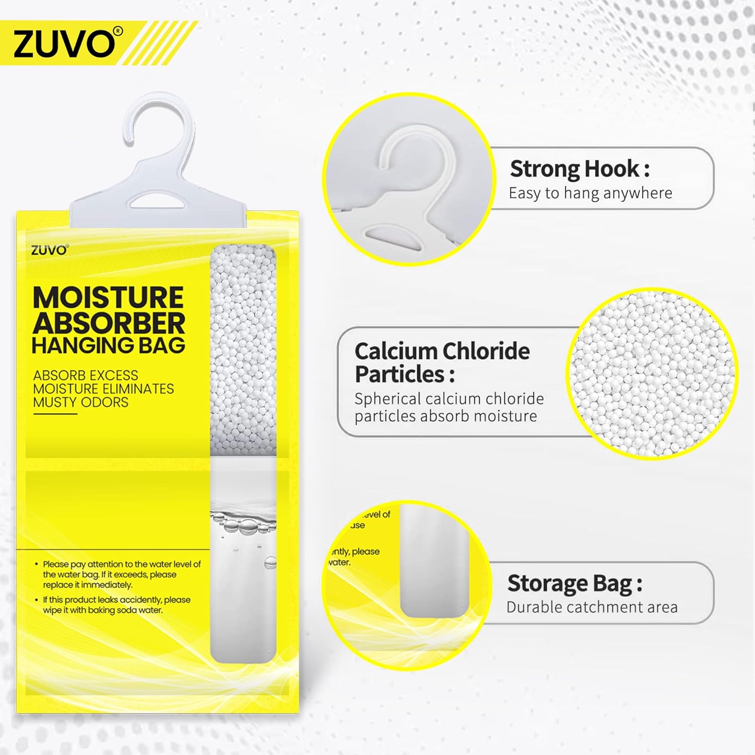 Wardrobe Dehumidifier Hanging Bags - Proper Mould Remover, Damp & Moisture Absorber Wardrobe Dehumidifier Bags (6), Yellow