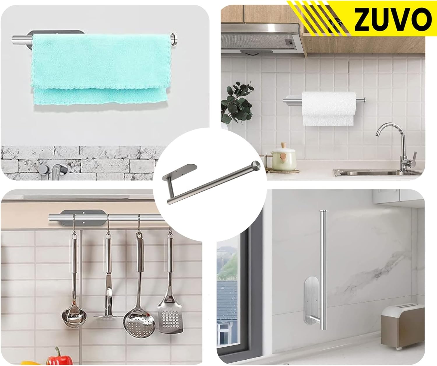 Zuvo Under Cabinet Kitchen Roll Holder – 30cm Stainless Steel Silver