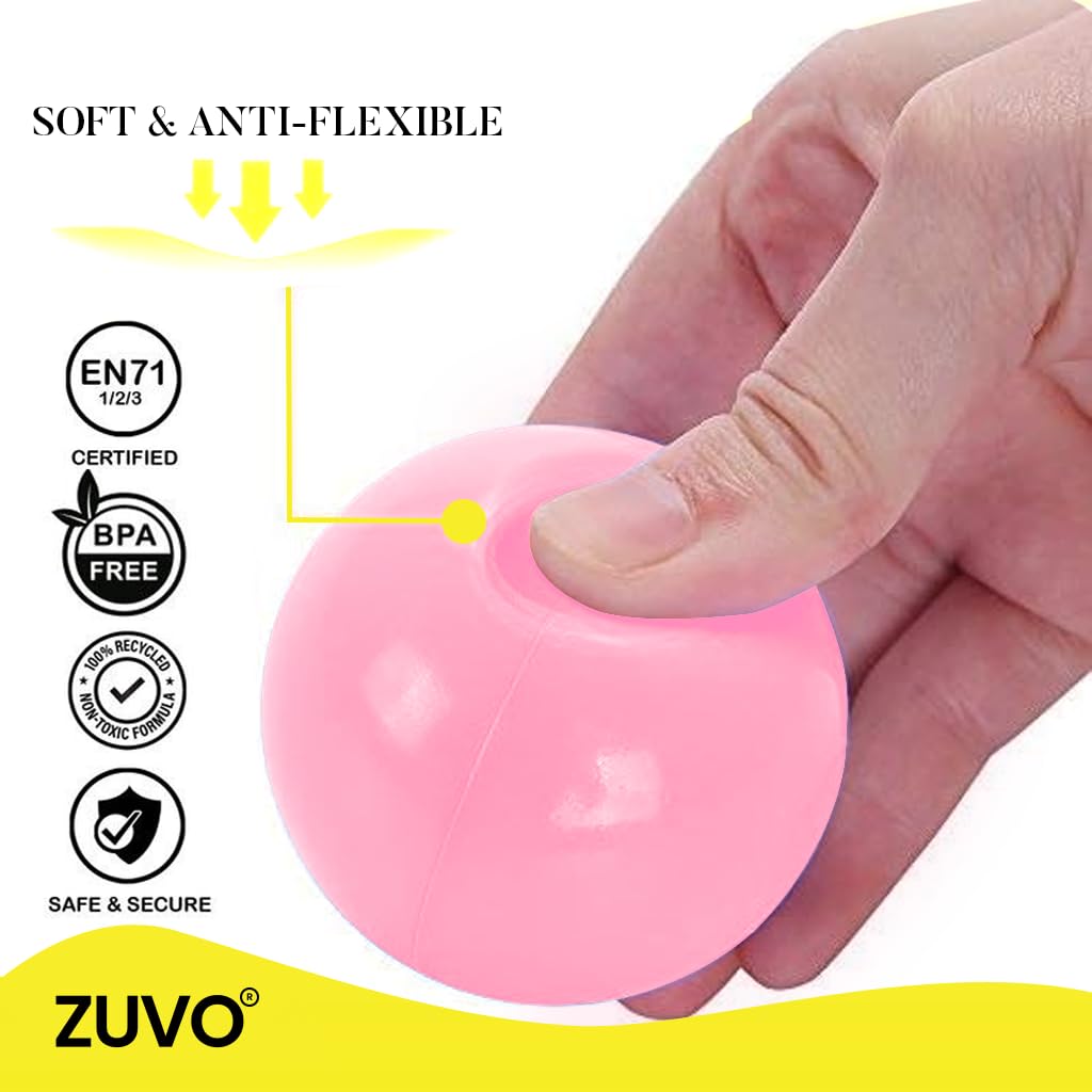 Zuvo Ball Pit Balls 100 Pack Pink 5.5cm BPA Free Crush Proof for Kids