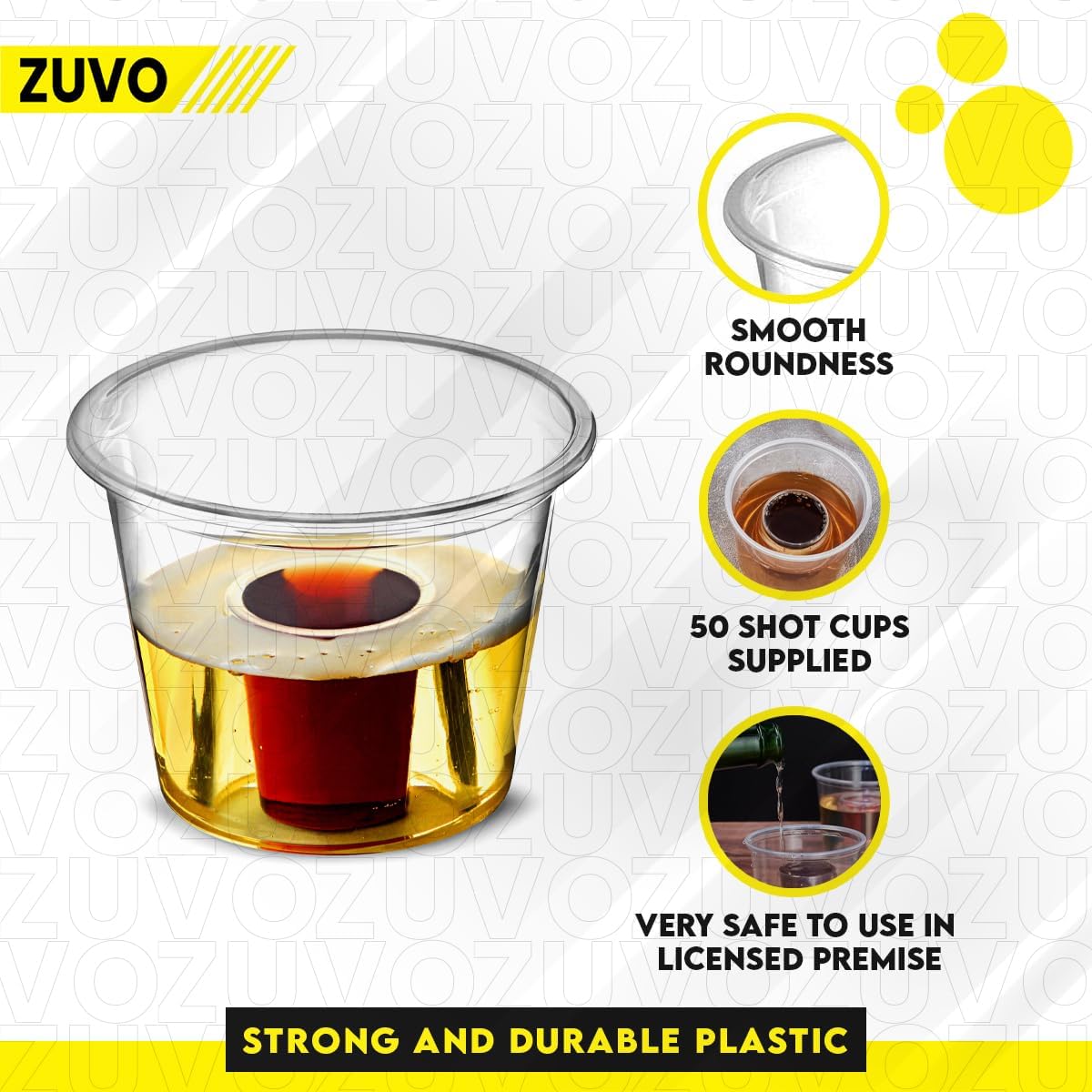 Pack of 50 Clear Plastic Shot Glasses 30ml for Jager Bomb and Parties