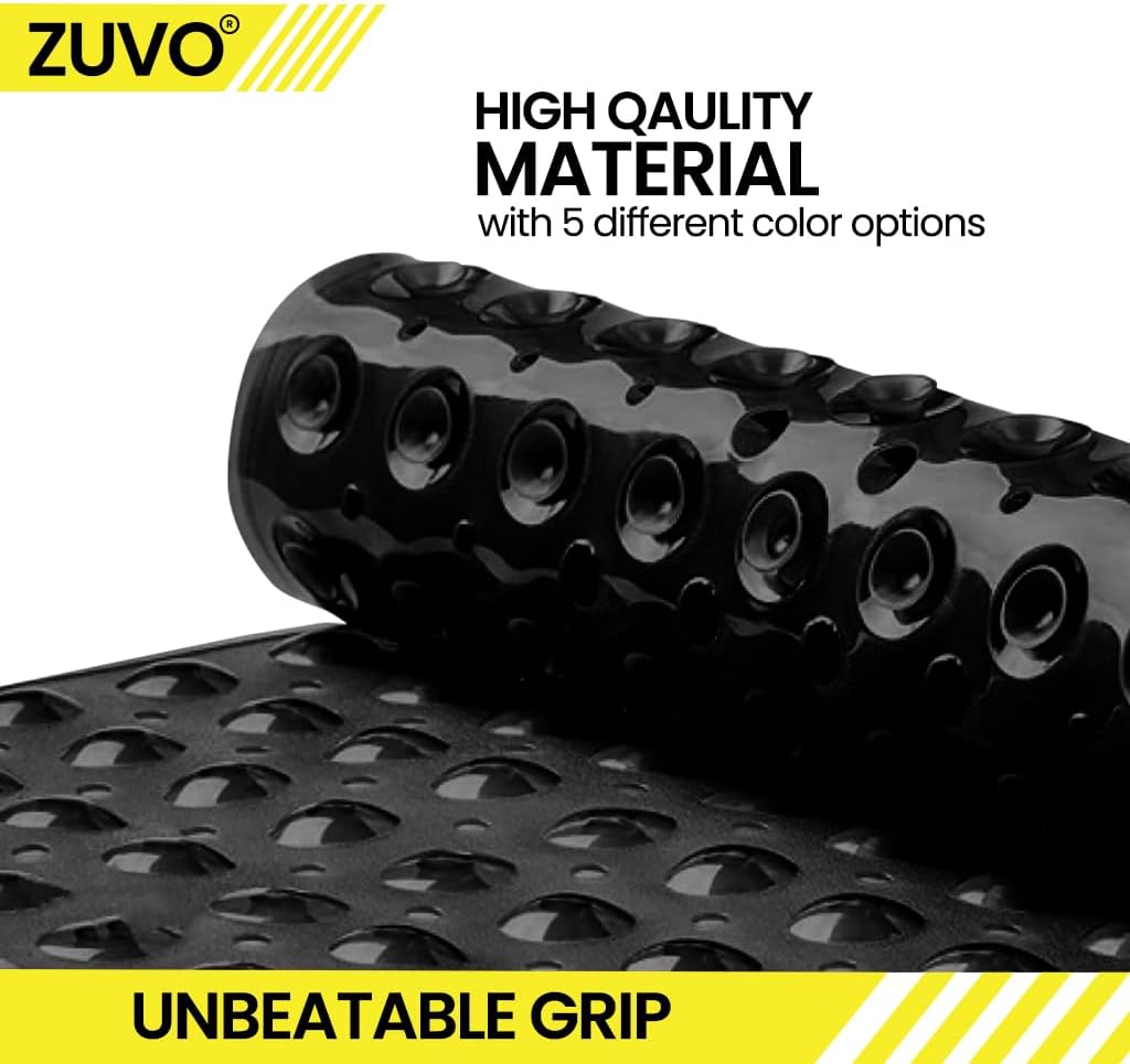 Zuvo Extra Long Non-Slip Bath Mat 100x40cm, Black