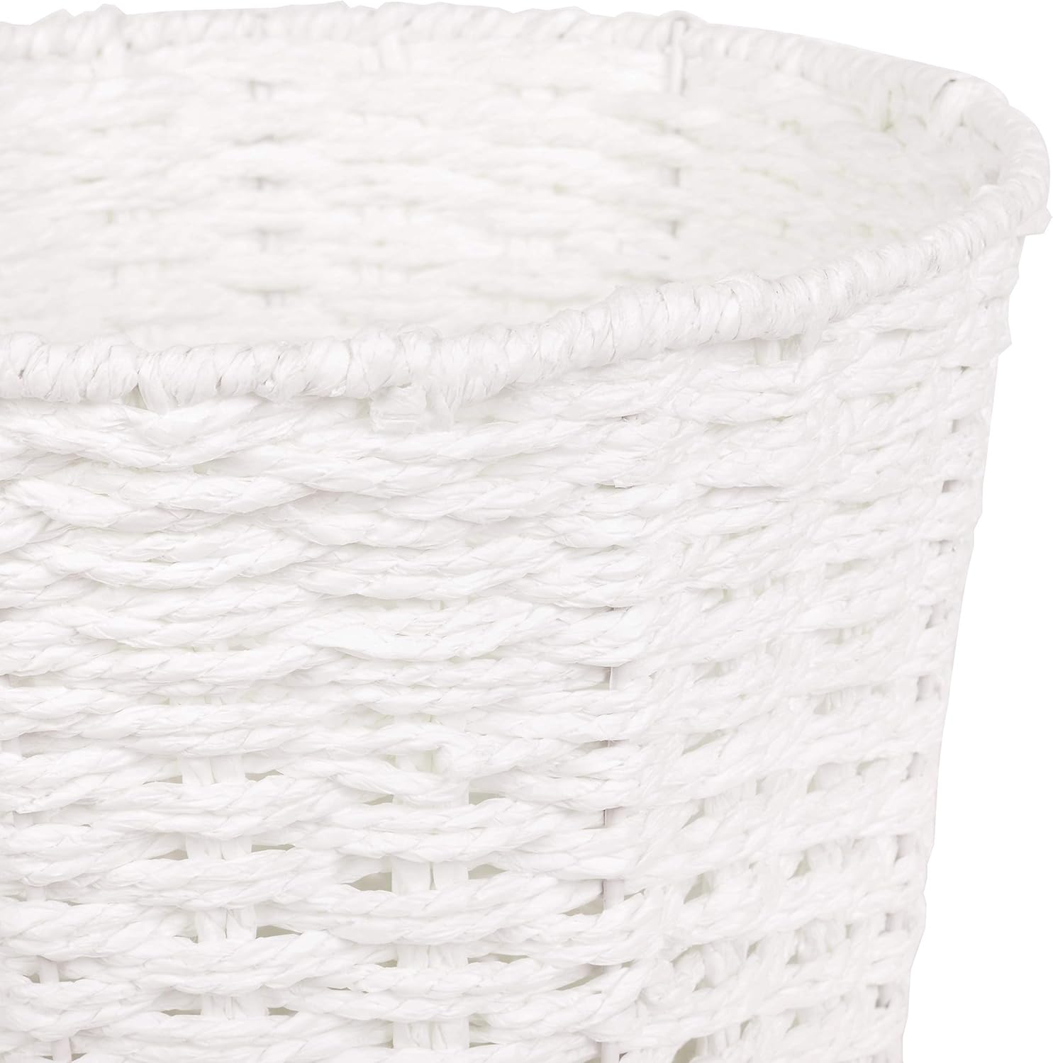 Zuvo Round Wicker Waste Paper Bin White Rubbish Basket
