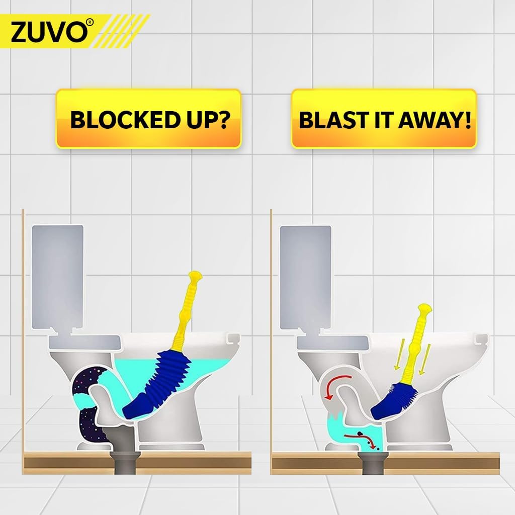 Zuvo Powerful Push Toilet Unblocker with Free Bucket – Blue & Yellow