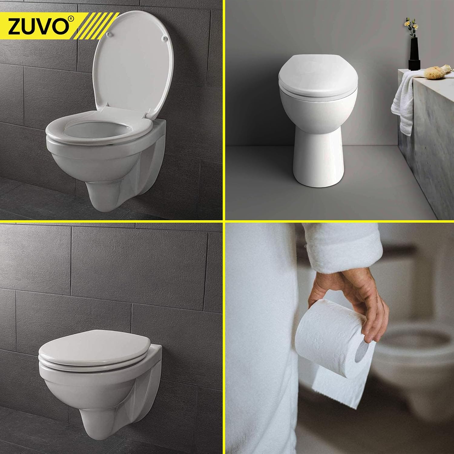 Zuvo Soft-Close O-Shape Toilet Seat Quick Release, White