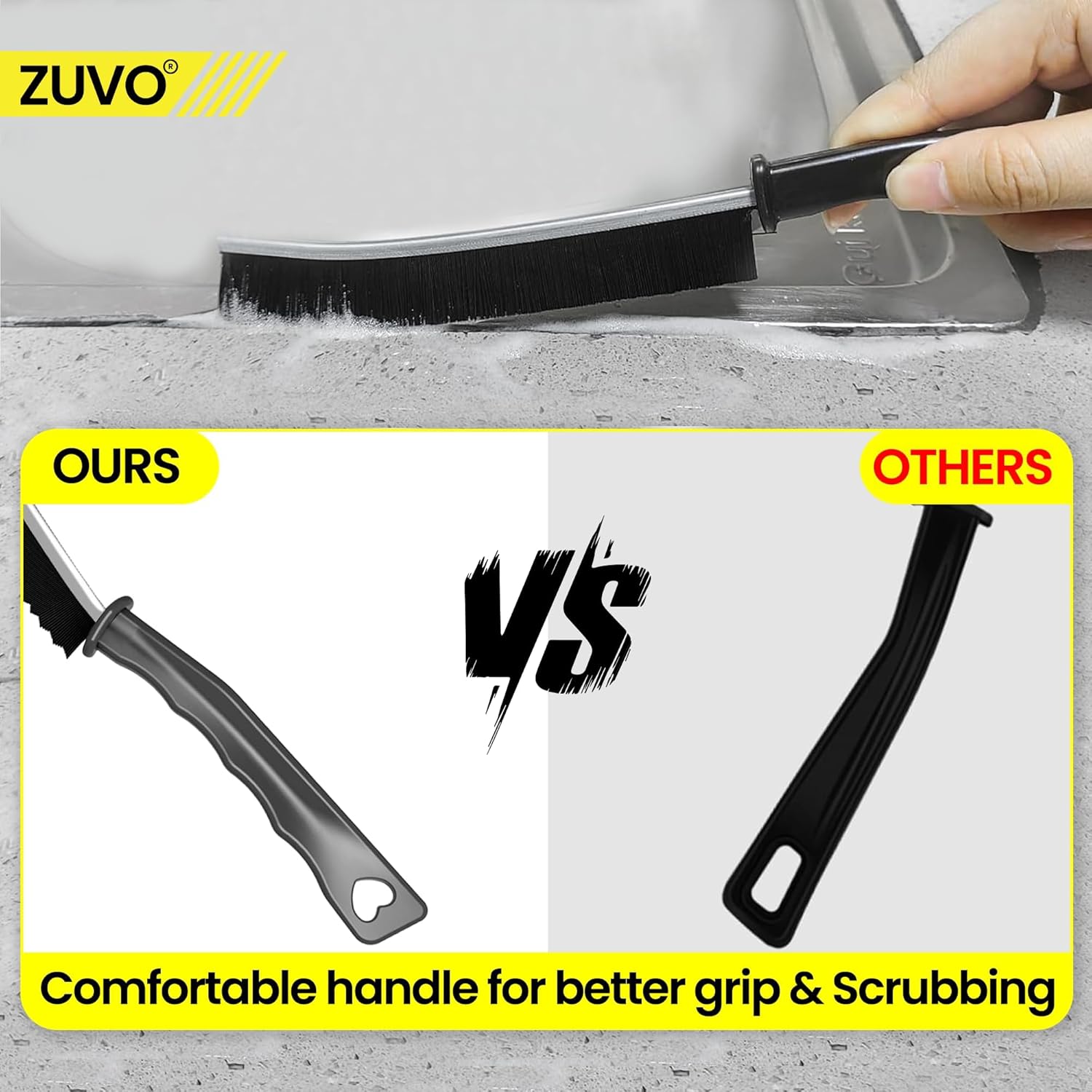 Zuvo Crevice Cleaning Brush 2-Pack XL Gap & Grout Cleaner