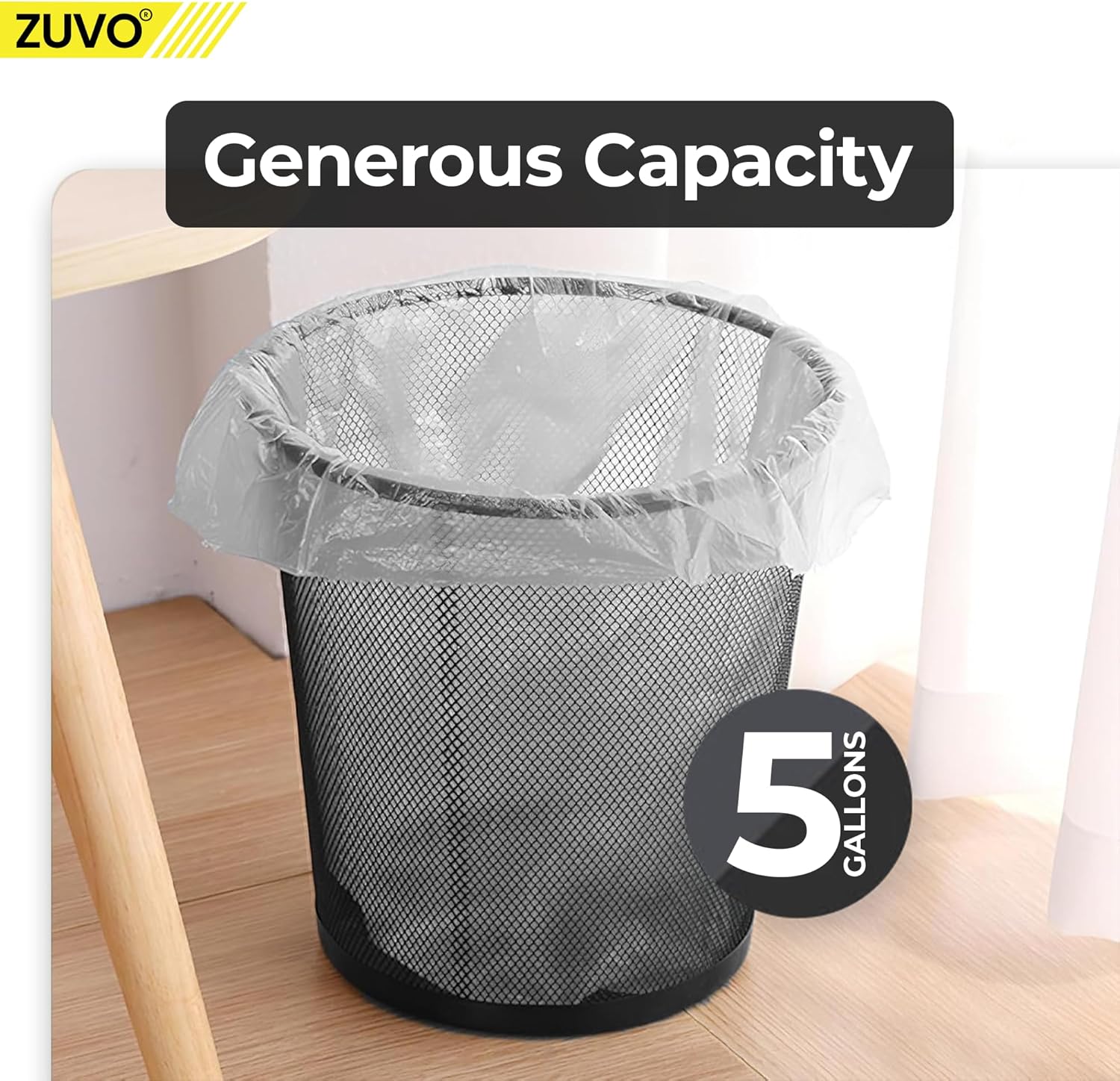 Zuvo Mesh Wastebasket Metal Wire Trash Can 4 Gallon, Black