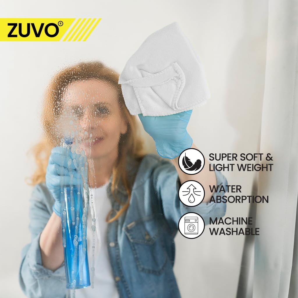 Zuvo Microfibre Cloths 12 Pack 32x32cm Grey Lint Free Cleaning Rags