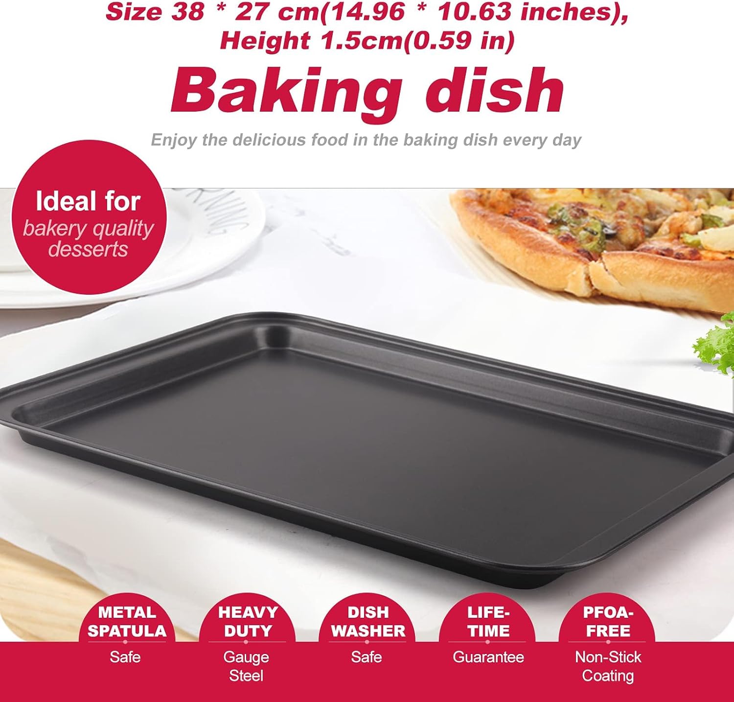 Zuvo 5 Piece Non Stick Bakeware Set Trays Pans for Oven and Microwave