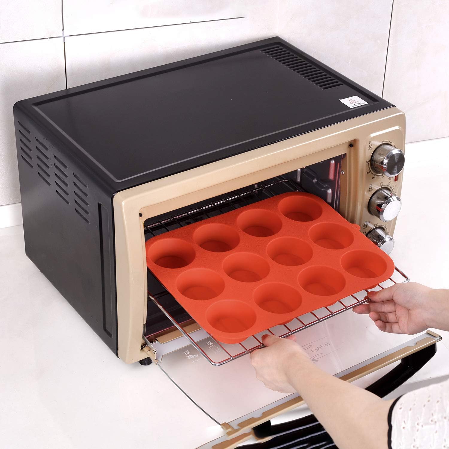 Zuvo Silicone Muffin Tray 12 Cup Non Stick Red Baking Mould 23x31cm