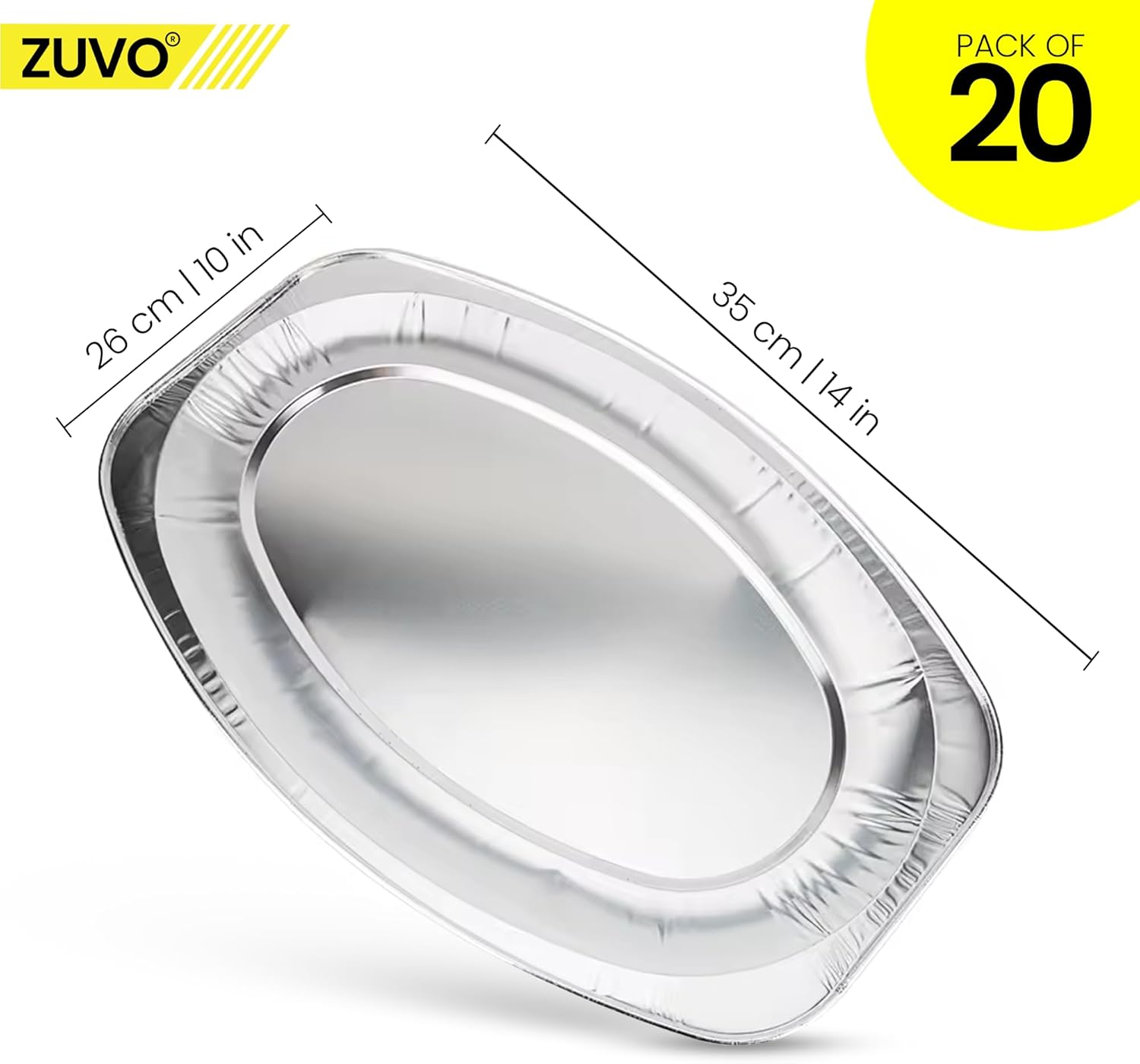 Zuvo Aluminium Serving Platters 20 Pack 35x23cm Oven & Freezer Safe