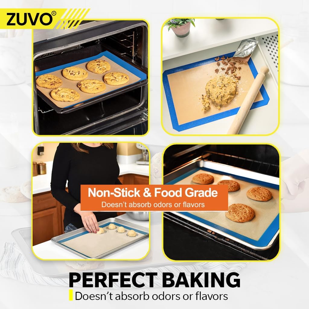 Zuvo Silicone Baking Mat Heavy Duty Liners, Multicolor