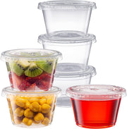 Zuvo Plastic Sauce Containers 4oz 50 Pack Reusable Leakproof BPA Free