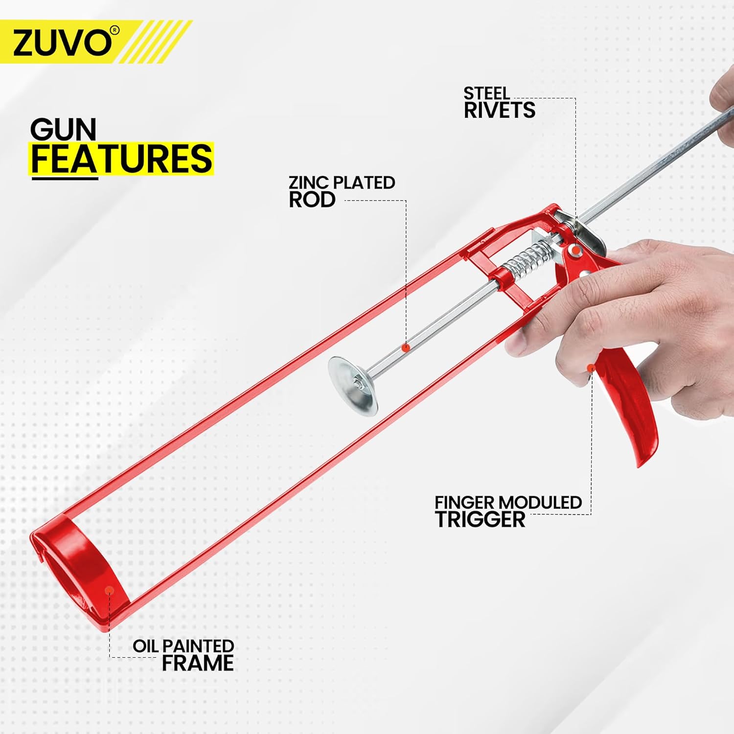 Skeleton Caulking Gun for Silicone Cartridges - Silicone Tool, Sealant Tool, Ideal for Bathroom Silicone Sealant - Durable Caulking Gun and Caulking Tool by Zuvo